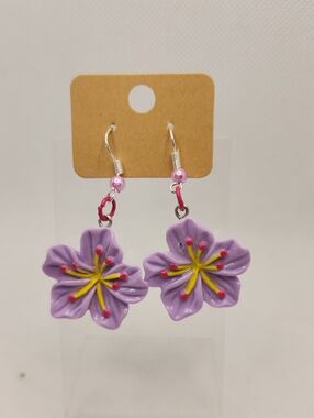 Dark Purple Orchid Earrings